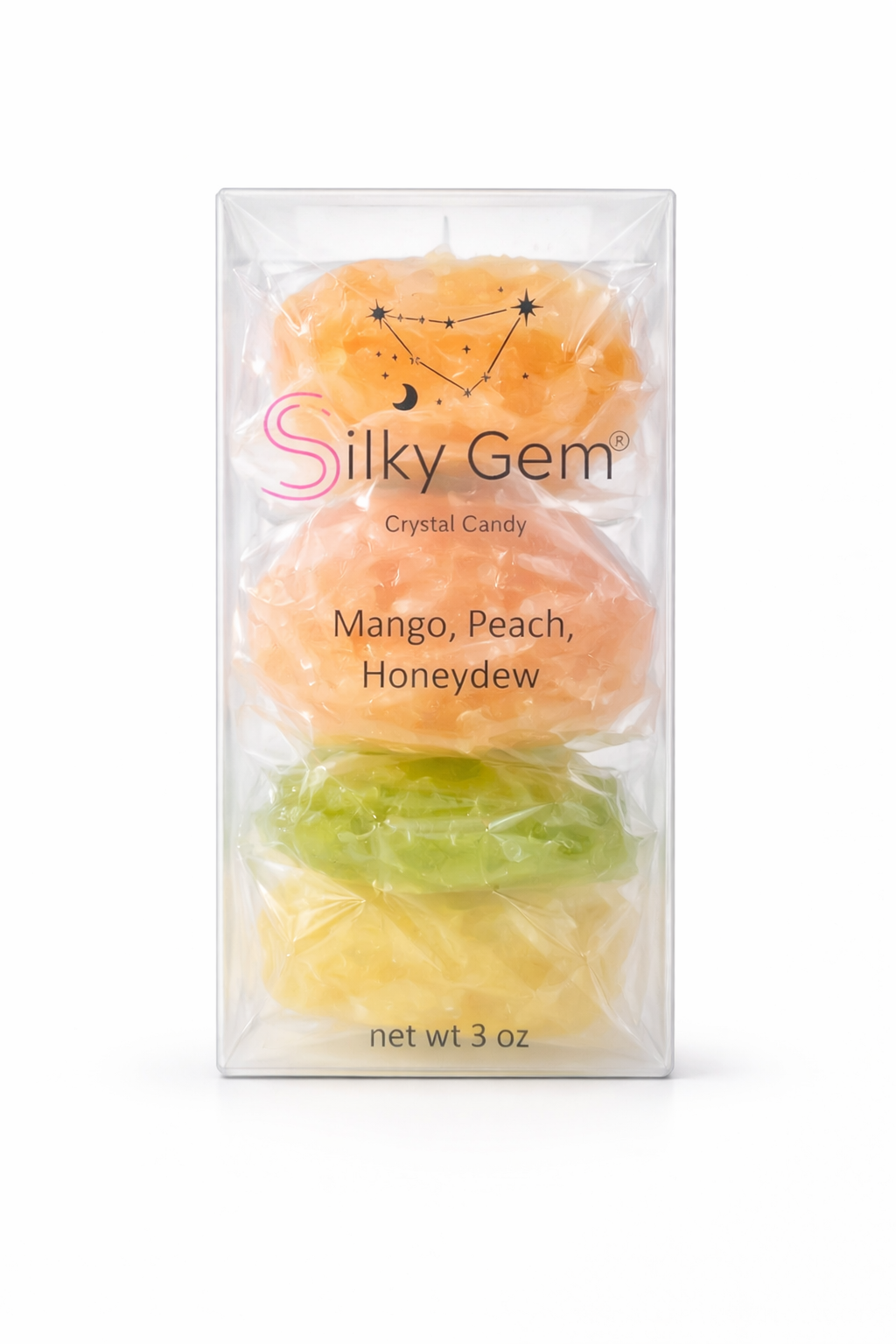 Silky Gem Crystal Candy �?Mango, Peach, Honeydew