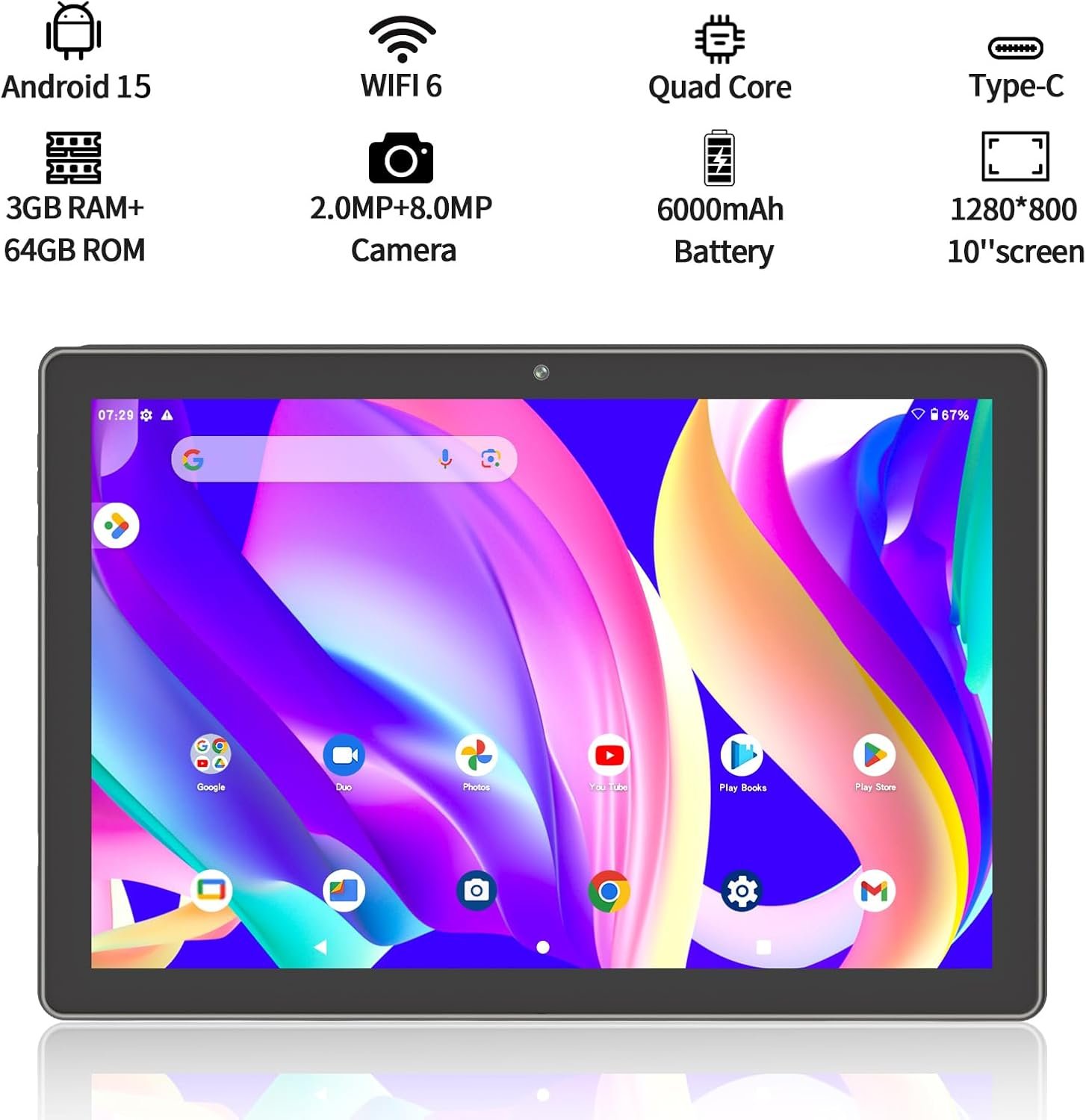 10.1" Android 15 Tablet – Fast, Lightweight & Portable - Image 3